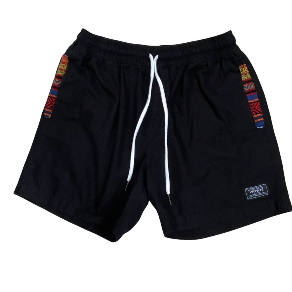 Wowie Mens OG Casual Night Reader Shorts Sz M Black Aztec Stripe Tribal Everyday